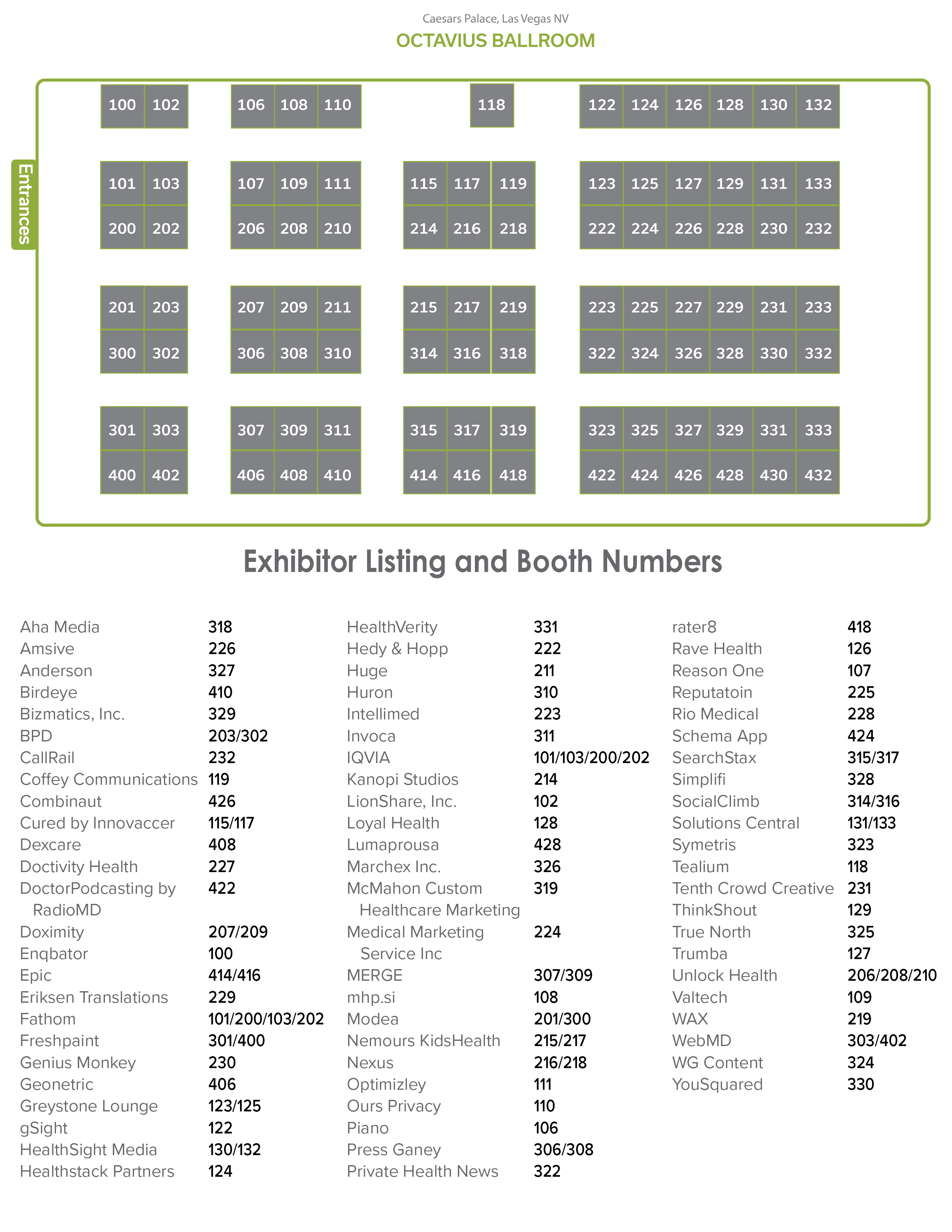 Exhibit Hall Map and Booth Numbers
